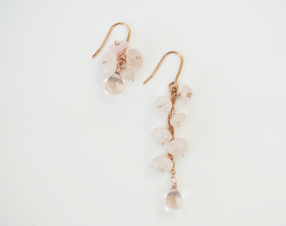 高品質ローズクォーツピアス Rose Quartz Pink Princess earrings〜愛と美の石 P0132 7枚目の画像