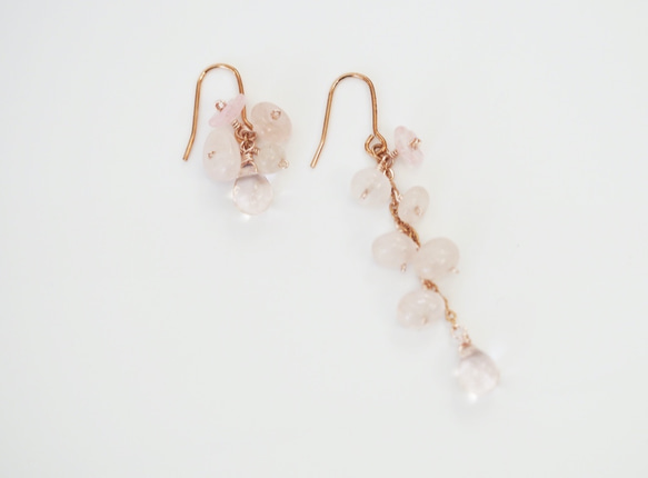 高品質ローズクォーツピアス Rose Quartz Pink Princess earrings〜愛と美の石 P0132 8枚目の画像