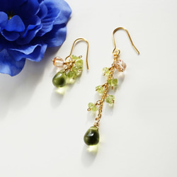 【18K変更可】レディーグリーンピアス ペリドット Lady green Peridot earrings P0045 1枚目の画像