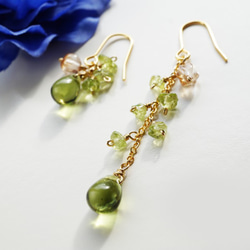 【18K変更可】レディーグリーンピアス ペリドット Lady green Peridot earrings P0045 2枚目の画像