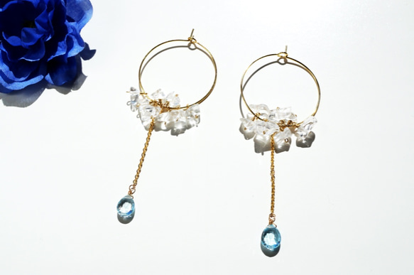 【14KGF変更可】宝石・天然石ブルートパーズ 水晶 ピアス Lady ice blue earrings P0042 3枚目の画像