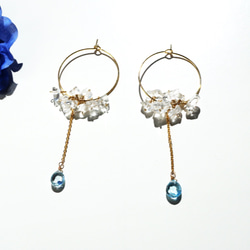 【14KGF変更可】宝石・天然石ブルートパーズ 水晶 ピアス Lady ice blue earrings P0042 4枚目の画像