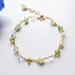 アクアマリン クールストーンブレスレット Aquamarine Cool stone bracelet B0027 2枚目の画像