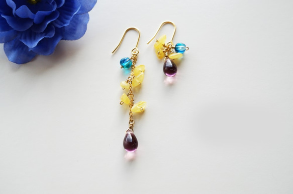 個性化 琥珀色刺穿 Individuel Amber earrings P0039 第1張的照片