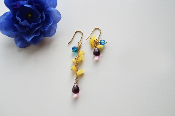 個性化 琥珀色刺穿 Individuel Amber earrings P0039 第2張的照片