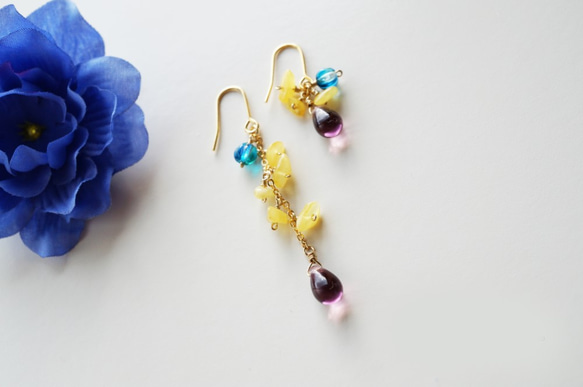 個性化 琥珀色刺穿 Individuel Amber earrings P0039 第3張的照片