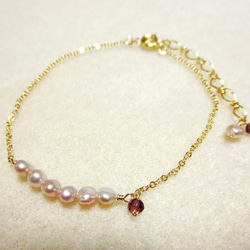 Pearl&Garnet bracelet B0051 第1張的照片