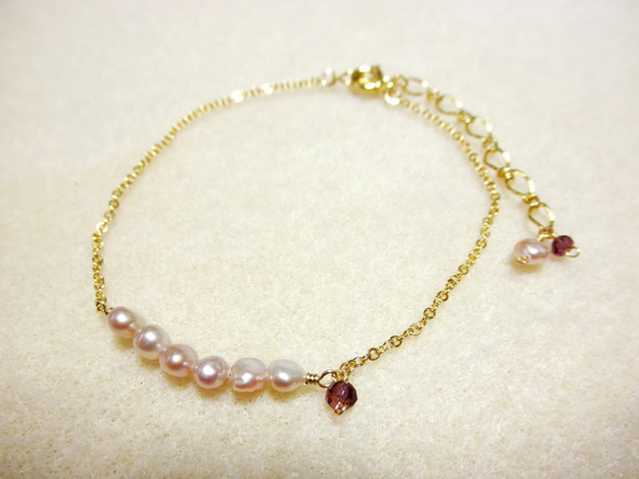 Pearl&Garnet bracelet B0051 第1張的照片