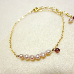 Pearl&Garnet bracelet B0051 第2張的照片