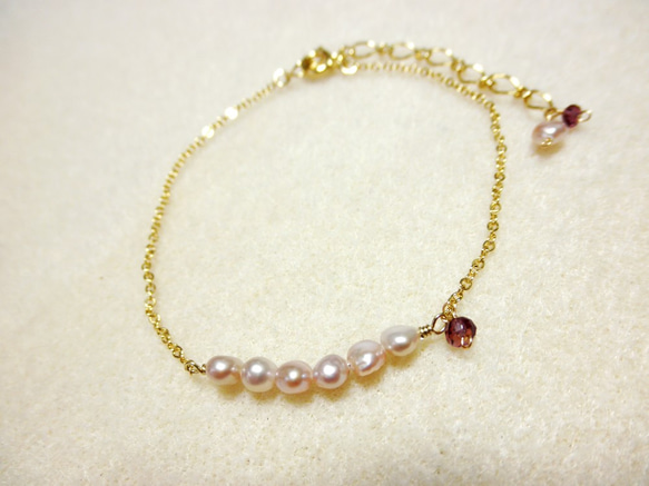 Pearl&Garnet bracelet B0051 第2張的照片