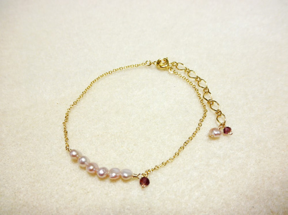 Pearl&Garnet bracelet B0051 第3張的照片