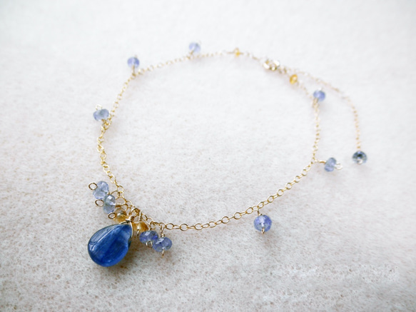 カイヤナイト＆タンザナイト ブレスット　Kyanite&Tanzanite bracelet（14kgf） B0050 2枚目の画像