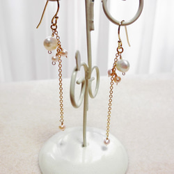 ラグジュアリー 淡水パールのロングピアス Laxuary Pearls Long earrings  P0075 3枚目の画像