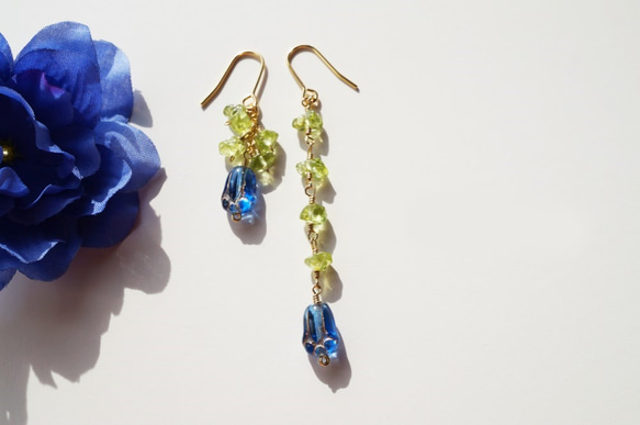 ペリドット ピアス Fleur muguet earrings  P0036 2枚目の画像