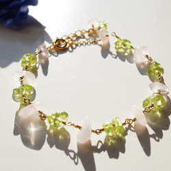 peridot&rose quartz bracelet B0025 第1張的照片