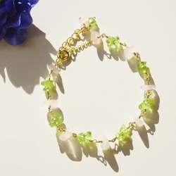 peridot&rose quartz bracelet B0025 第2張的照片