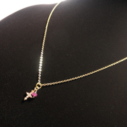 Ruby&Shining Cross necklace N0017 第2張的照片