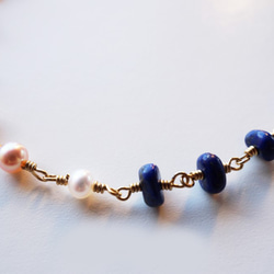 ラピス＆淡水パールブレス Le ciel de la nuit Lapis&Pearl bracelet B0024 2枚目の画像