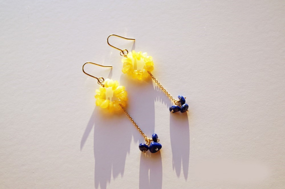 Bonheur Amber&Lapis earrings P0035 第1張的照片