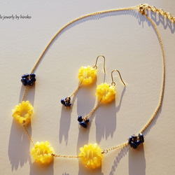 ♡Bonheur♡Amber&Lapis♡necklace♡ﾐﾓｻﾞ♡ラピスラズリ＆琥珀12月誕生石ネックレス 3枚目の画像