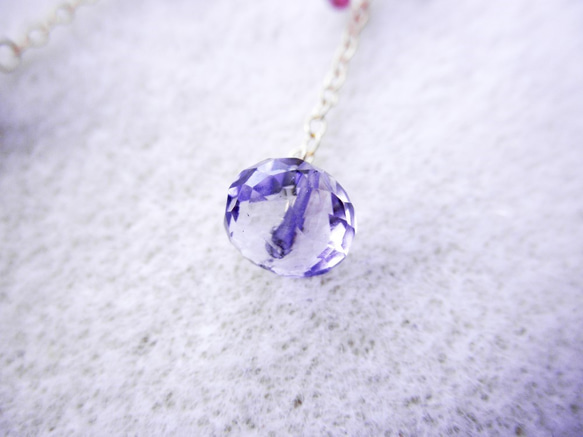 【残り1点】花畑ピアス ライトアメジスト Light Amethyst earrings（14kgf） P0074 4枚目の画像