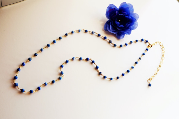 小皮埃爾 青金石護身符項鍊Petit pierre Lapis lazuli amulet necklace N0008 第2張的照片