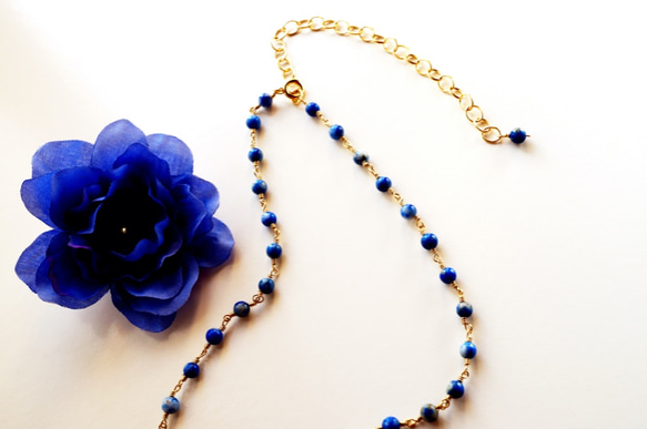 ラピスラズリ ネックレス Petit pierre Lapis lazuli amulet necklace N0008 3枚目の画像