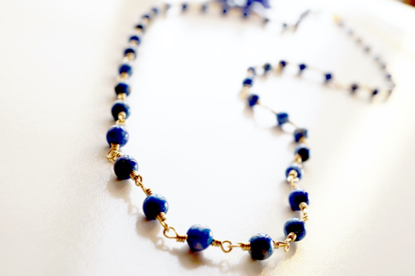 ラピスラズリ ネックレス Petit pierre Lapis lazuli amulet necklace N0008 4枚目の画像