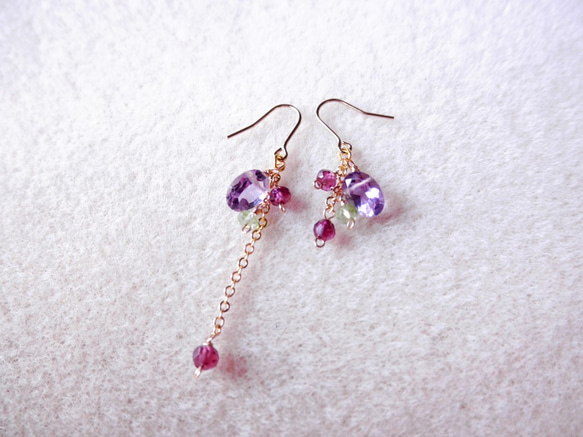 amethyst floral earrings  P0072 第1張的照片