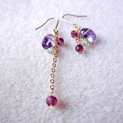 ラグジュアリー アメジスト フローラル ピアス amethyst floral earrings  P0072 2枚目の画像