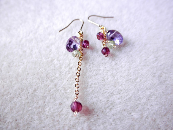 amethyst floral earrings  P0072 第2張的照片