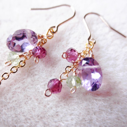 amethyst floral earrings  P0072 第3張的照片