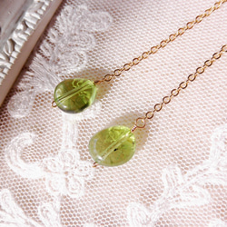 橄欖石與紅寶石鍊式耳環 Peridot&Ruby Chain earrings  P0070 第3張的照片