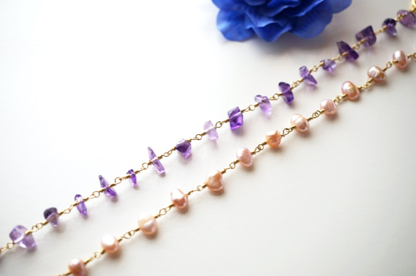 延續 紫水晶＆珍珠 2way手鍊 Amethyst&Pearl 2way bracelet B0021 第2張的照片