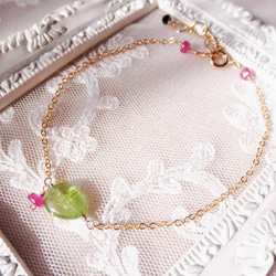 ペリドット&ルビーのキャンディーブレス Peridot&Ruby Sweety bracelet B0044 1枚目の画像