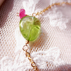 ペリドット&ルビーのキャンディーブレス Peridot&Ruby Sweety bracelet B0044 2枚目の画像