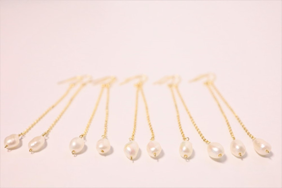 淡水パール真珠ピアス Eau Perle long earrings P0031 3枚目の画像