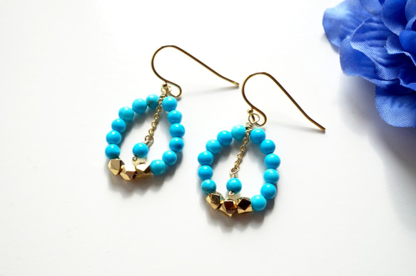 城市綠松石耳環 urban Turquoise earrings P0028 第2張的照片