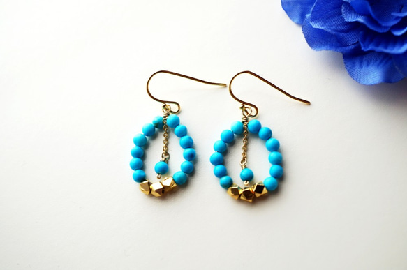 城市綠松石耳環 urban Turquoise earrings P0028 第3張的照片