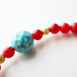 綠松石安藤 珊瑚 Brecelet Turquoise&Coral brecelet B0054 第2張的照片