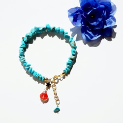 貝殻&星&ターコイズ ブレスレット Shell&Star&Turquoise amulet bracelet B0016 1枚目の画像