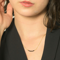 【14KGF変更可】華奢なブラックスピネル ネックレス Noir Spinel necklace N0004 1枚目の画像