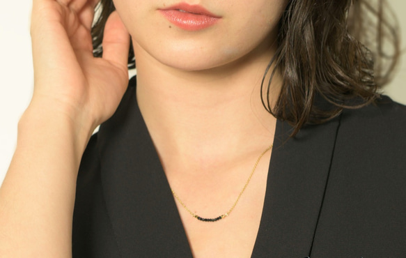 Noir項鍊精巧的黑色尖晶石 Noir Spinel necklace N0004 第1張的照片