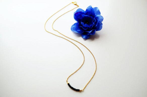 Noir項鍊精巧的黑色尖晶石 Noir Spinel necklace N0004 第2張的照片