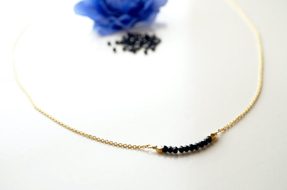 Noir項鍊精巧的黑色尖晶石 Noir Spinel necklace N0004 第4張的照片