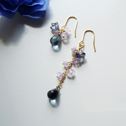 【18K変更可】アメジストピアス Lady Smoky Blue&purple earrings P0025 E0025 2枚目の画像