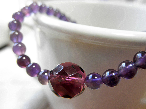 Amethyst amulet Purple bracelet B0042 第1張的照片