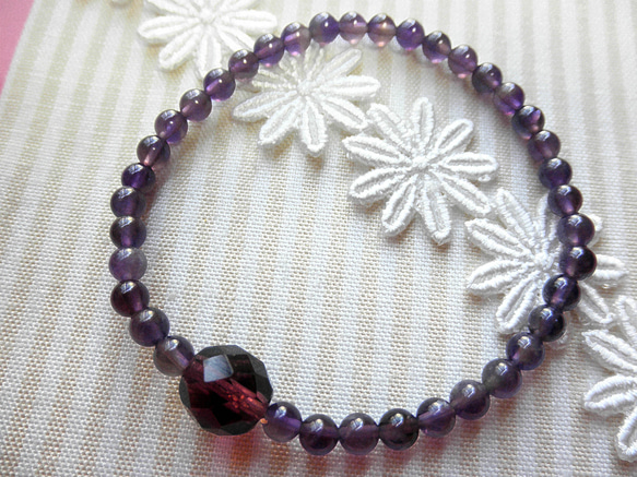 Amethyst amulet Purple bracelet B0042 第2張的照片