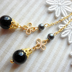 ♡Noir♡Onyx&Hematite♡long pierce♡ 第1張的照片