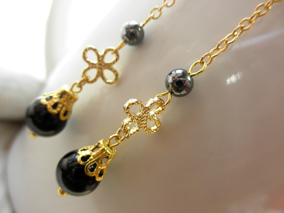 ♡Noir♡Onyx&Hematite♡long pierce♡ 第3張的照片